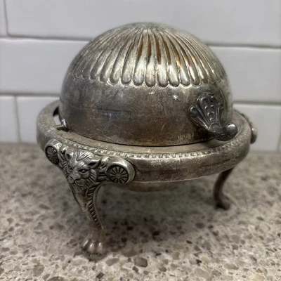 F.B.Rogers Silver Co Купол Рулонный Верх Сервер для Тарелок с Маслом икры 1883 Голова Льва - Изображение 1 из 4