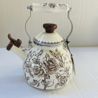 Pioneer Woman Agatha Brown 1.8-Quart Enamel Tea Kettle - Image 1 of 4