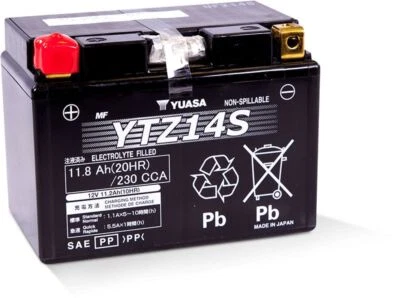 Yuasa bateria livre de manutenção YTZ14S 12 volts para Honda ST1300 2003-2012 - Imagem 1 de 3