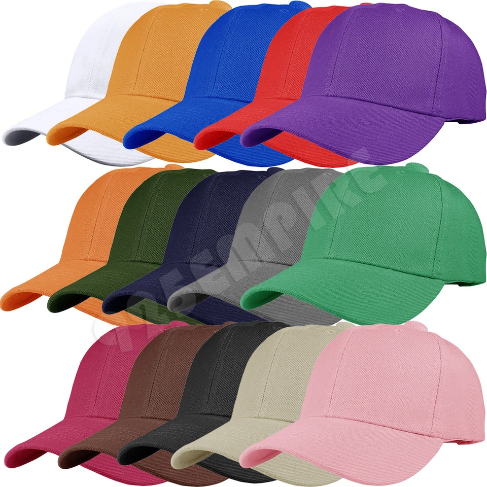 12 PCS wholesale lot Plain Solid Color Adjustable Baseball Cap Hats - Image 1 of 2