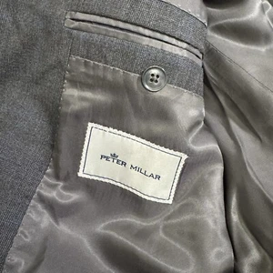 Peter Millar Blazer Jacket Mens 42R Gray Plaid Checked Wool Sport Coat Clean - Picture 1 of 9