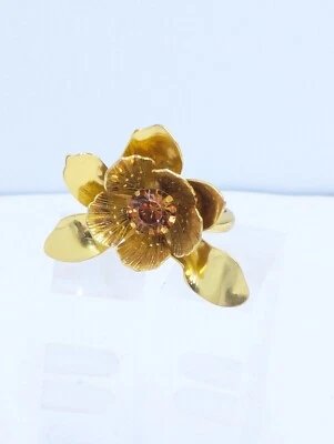 J.Crew Oversized Sculptural Flower Ring Size 7 Burnished Gold Plated Brass U364 - Image 1 of 4