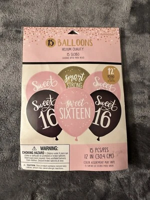 Dulces 16 Globos de Fiesta Látex Decoraciones de Cumpleaños Rosa Negro Helio Calidad Foto 1 de 3
