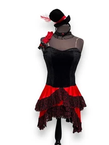 Moulin Rouge Red Black Show Girl Saloon Girl Burlesque Dress Size Small Cosplay - Picture 1 of 7