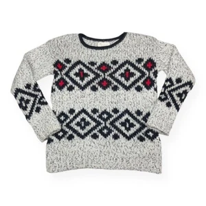 Zara Diamond Knit Sweater Kids 11-12 Gray Black Red - Picture 1 of 6