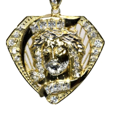 Colgante Jesús Oro Sólido 10k (Fino 0,390) Dije Religioso Circonita Cúbica Foto 1 de 4