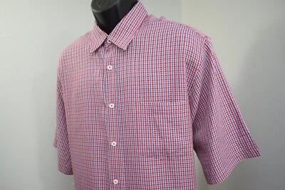 Bugatchi Uomo Dress Shirt Plaid Classic Fit Short Sleeve Modal Poly Mens 2XL XXL - Image 1 of 4