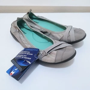 Champion Shoes Flats Women's Size 7 Gray Black Sole Slip On Casual Comfort - Picture 1 of 9