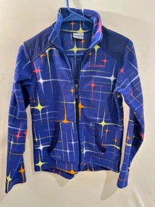 Columbia Youth Blue Starburst Full Zip Fleece Jacket L 14/16 - Picture 1 of 3
