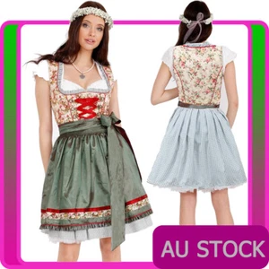 Ladies Oktoberfest Costume Beer Maid Wench German Heidi Dirdnl Fancy Dress - Picture 1 of 10