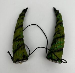 Vintage Plastic Costume Halloween Green Horns W/ Headstrap W/ New Liquid Latex 