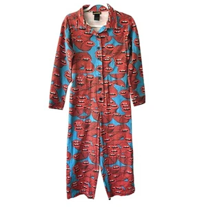 NOOWORKS Mouths World Domination Suit, Size XS, Red Blue Jumpsuit Rare - Picture 1 of 5