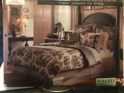 Vogue Pattern 2083 HOME DECOR Duvet Dust Ruffle Drape Neck Roll Sham WAVERLY - Image 1 of 3