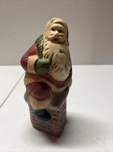 WALNUT RIDGE COLECTIBLES FOLK ART CHALKWARE 1996 SANTA WITH GIFT BAG SIGNED - Picture 1 of 5
