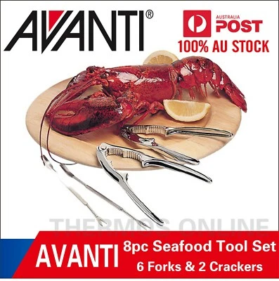 Juego de herramientas de mariscos Avanti Marinara 8 piezas/2 galletas/6 tenedores/langosta/ostra/cangrejo/pescado Foto 1 de 2