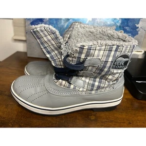 Sorel Tivoli Plaid Winter Snow Boots Womens Size 8.5 Gray Waterproof - Picture 1 of 7