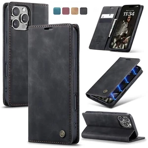 Funda tipo billetera de cuero abatible para iPhone 16 / Pro Max / Plus / 16e cubierta magnética - Imagen 1 de 18