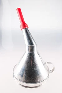 Metal Funnel with Metal Strainer for Fuel, Petrol, Diesel, Water etc. Red Bend - Picture 1 of 3
