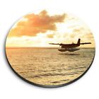 Round MDF Magnets - Seaplane Airplane Sunset Sea #2188