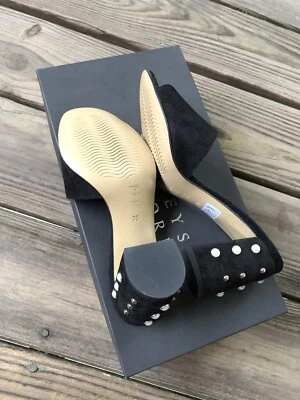 Sandalias de tacón alto apiladas Barneys New York negras de gamuza talla 5 Foto 1 de 4