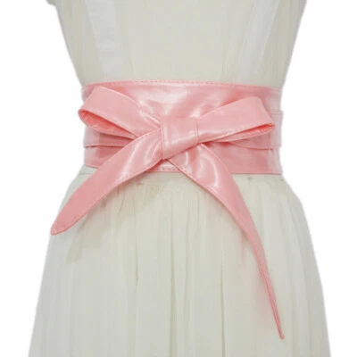 Women Waistband Bowknot High Waist Corset Belt Wide Sash Ribbon Tie Dress ∂ - Image 1 of 4