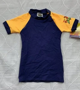 radicool skins kids 100+ SPF swimwear rashguard australian made blue gold 2 - Picture 1 of 2