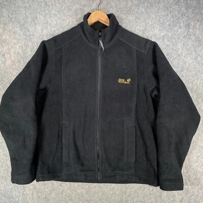 Chaqueta polar Jack Wolfskin para hombre grande 40 negra Nanuk Paw Logo Gorpcore Pile A2 Foto 1 de 4