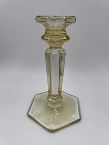 Single Yellow Glass Candle Holder - Picture 1 of 2