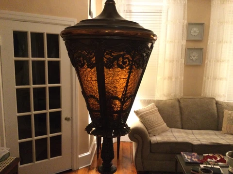 Antique Stain glass Floor Lamp From 150 Year old Church Cover