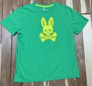Psycho Bunny Men's Lawn Green Hyde Bunny Graphic Crew-Neck Short Sleeve Size 7 - Picture 1 of 7