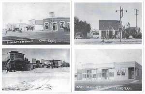 (8503) Lot 4 Postkarten - Lewis Kansas Downtown, Tankstelle, mehr in der Nähe von Kinsley - Bild 1 von 2