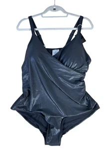 NEU Serra Premium Badeanzug Schwarz Damen Gr. XL Glanz Schimmer Rüschen Neu mit Etikett - Bild 1 von 8