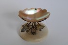 Antique French Palais Mother of Pearl & Metal Etui Scalloped Thimble Holder