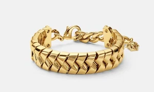 Versace Bind Bracelet Gold-Tone Metal Medusa Hardware Lobster Clasp Excellent - Picture 1 of 8