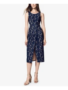 FAME AND PARTNERS Womens Navy Sleeveless Below The Knee Sheath Cocktail Dress 4 - Picture 1 of 11
