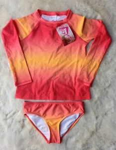 Kanu Surf Girls' Long Sleeve Rashguard Two Piece Swim Set Janie Coral Size 10 - Picture 1 of 12