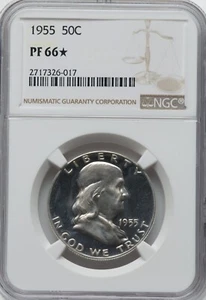 1955 Proof Franklin Half Dollar - NGC PF 66* - LOOK OF FULL CAMEO CONTRAST -WOW! - Picture 1 of 2
