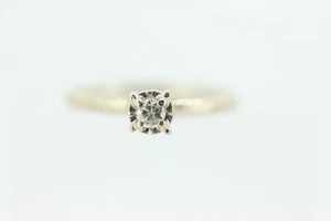 14k Diamond Solitaire. 14k White gold engraved illusion set diamond ring.st(69) - Picture 1 of 8