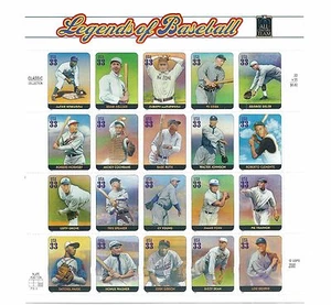 Stamps USPS Scott 3408 Sheet MNH 2000 Legends Of Baseball 20x33 - Picture 1 of 3