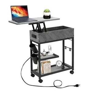Colima Lift Top End Table with Charging Station and Wheels, Narrow Hidden - Picture 1 of 9