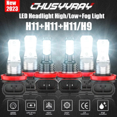 For Chevrolet Impala 2006-2013 6x Combo H9 H11 8K LED Headlight Fog Light Bulbs - Image 1 of 4