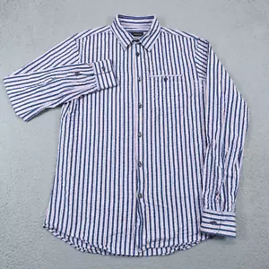 Dsquared2 Shirt Mens 50 Large Red White Blue Seersucker Textured Button Luxury - Picture 1 of 17