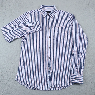 Dsquared2 Shirt Mens 50 Large Red White Blue Seersucker Textured Button Luxury - Image 1 of 4