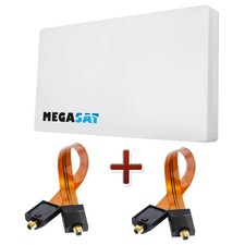 Flachantenne Digital SAT Megasat H30D2 mit Fensterhalterung 2 Teilnehmer HDTV 3D