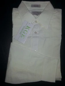 Eighty Eight Shirt Button-Front L Button Shirt Solid White Woven Stripe s2927 - Picture 1 of 7