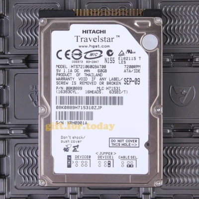 HITACHI 60 GB 7200 RPM IDE PATA 2.5" (HTS721060G9AT00) Internal Hard Drive HDD - Image 1 of 2