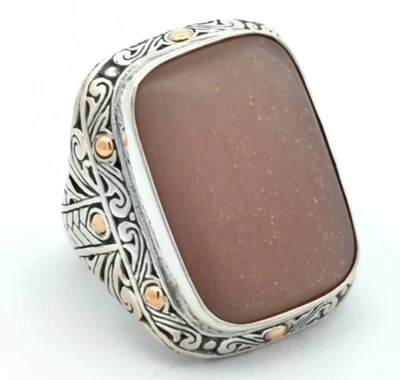 Vídeo anel artesanal designer pedra da lua natural prata esterlina 925 ouro 18K - Imagem 1 de 3