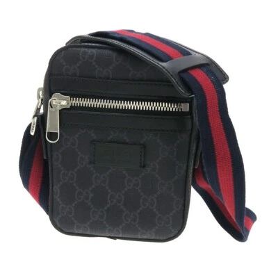 Gucci GG Supreme Mini Shoulder Bag Gray Canvas Leather Authentic - Image 1 of 4