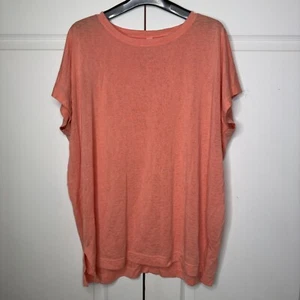 Camisa Athleta Top Mujer Mediana Coral Relajada Manga Gorra Cuello Redondo Abertura Alta-Baja - Imagen 1 de 10