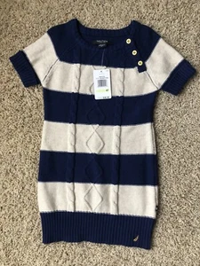 NWT Nautica Toddler Girl Sweater Dress, Navy And White, Size 4T - Picture 1 of 4